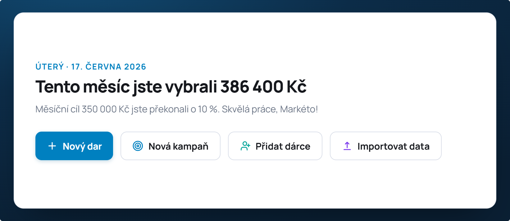Acțiuni rapide în FundraisingPack — donație, campanie și donator nou dintr-un singur clic